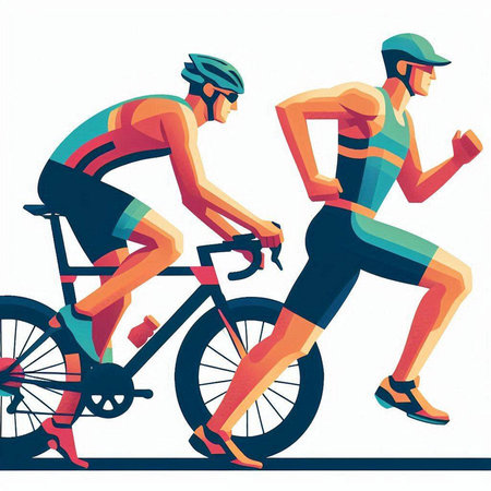 Cyclists, men and women in sportswear, vector illustrationのイラスト素材