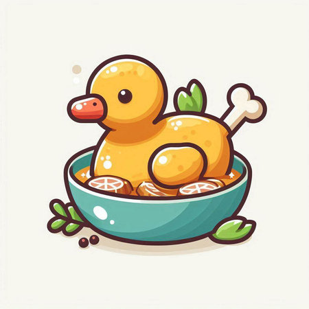 Cute yellow duckling cartoon character. Vector flat cartoon illustration.のイラスト素材