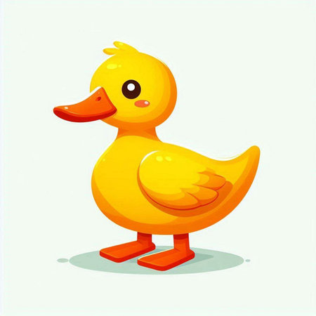 Cartoon rubber duck. Vector illustration of a cute yellow rubber duck.のイラスト素材