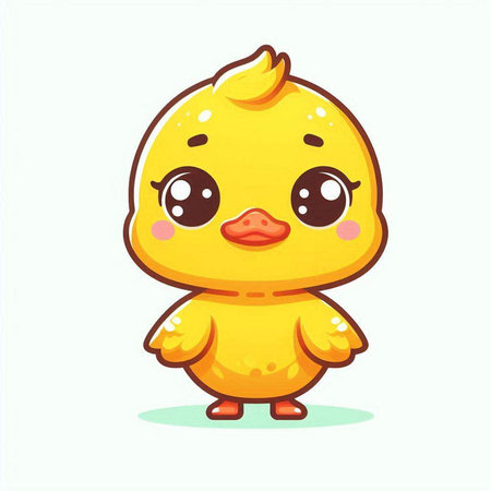 Cute little yellow chicken. Vector illustration isolated on white background.のイラスト素材