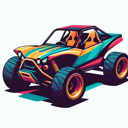 Off-road vehicle vector illustration in retro style. Isolated on white background.のイラスト素材