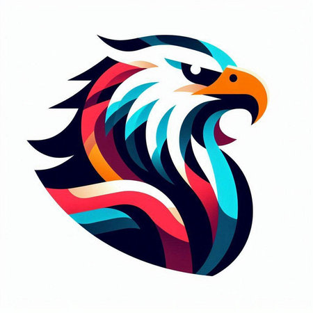 Eagle head with colorful pattern on white background. Vector illustration.のイラスト素材