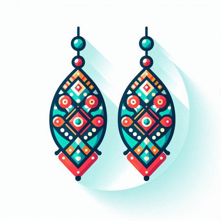 Illustration set of earrings with precious stones and precious stones.のイラスト素材