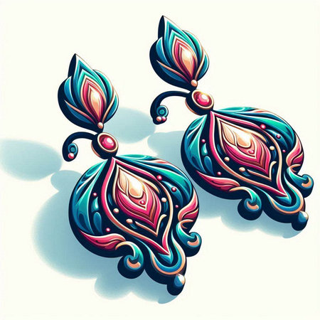 Set of colorful earrings. Isolated on white background. Vector illustration.のイラスト素材