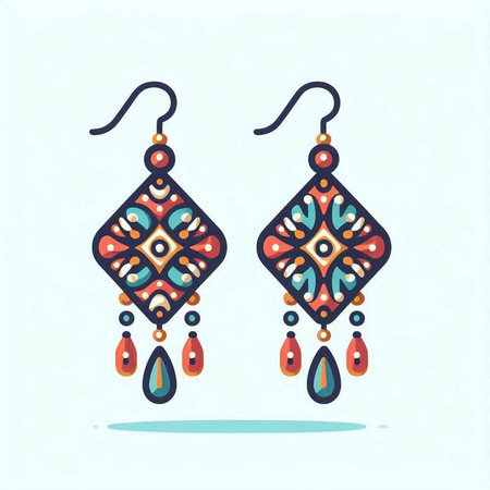 Elegant earrings with precious stones. Vector illustration for your designのイラスト素材