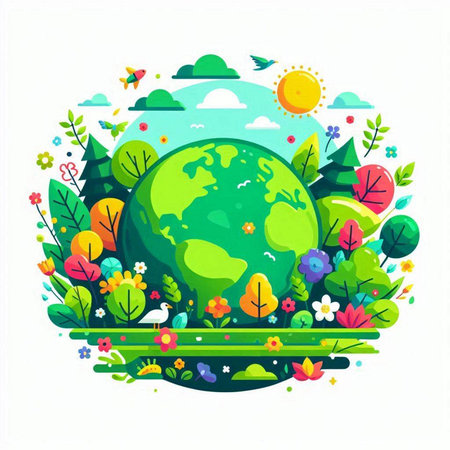 Ecology concept. World environment day. Vector illustration in flat styleのイラスト素材