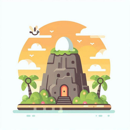 Buddhist temple in flat style. Vector illustration for web, site, banner, poster and print.のイラスト素材