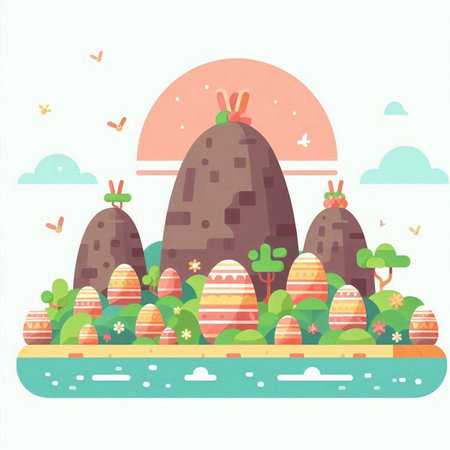 Ancient statues of the gods of Easter Island. Vector illustration in retro style.のイラスト素材