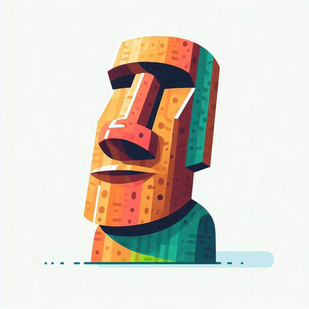 Totem pole. Vector illustration. Colorful totem pole.のイラスト素材
