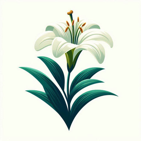 White lily flower on a white background. Vector illustration for your designのイラスト素材