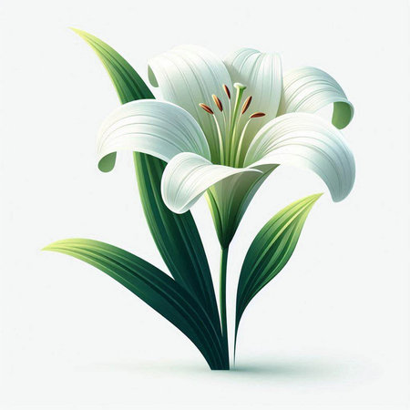 White lily flower isolated on a white background. Vector illustration.のイラスト素材
