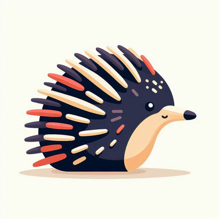Hedgehog. Vector illustration isolated on white background. Flat style.のイラスト素材