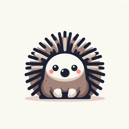 Cute Cartoon Hedgehog. Vector Illustration. Cute Animalのイラスト素材