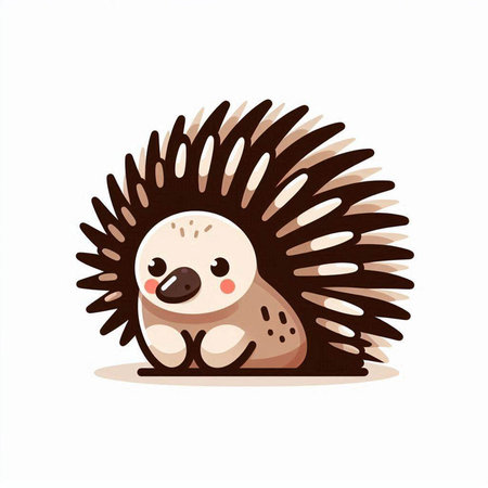 Cute cartoon hedgehog. Vector illustration isolated on white background.のイラスト素材