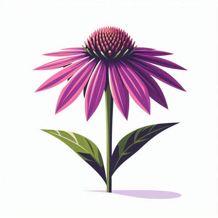 Purple Echinacea flower isolated on white background. Vector illustration.のイラスト素材