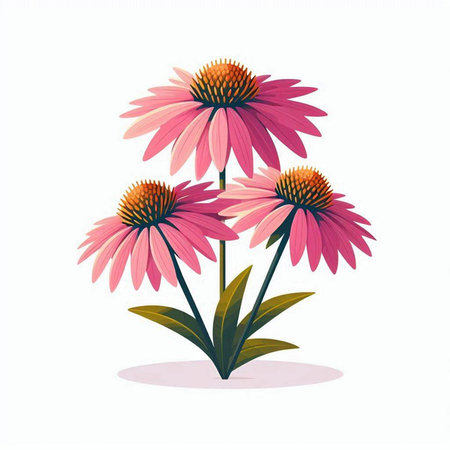 Echinacea flowers isolated on a white background. Vector illustration.のイラスト素材