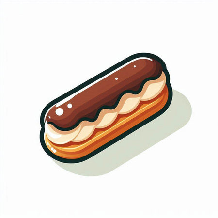 Illustration of a chocolate eclair on a white background with shadowのイラスト素材