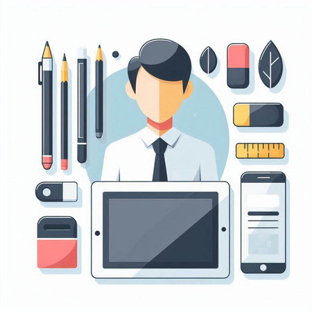 Flat design modern vector illustration concept of business and office work.のイラスト素材