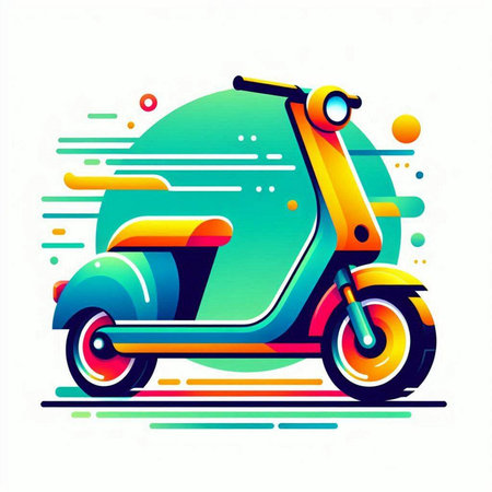 Colorful scooter on white background. Vector illustration for your designのイラスト素材
