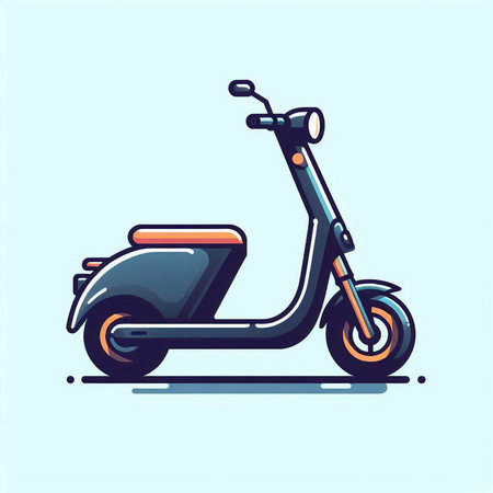 Vintage scooter icon in flat style. Vector illustration on blue background.のイラスト素材