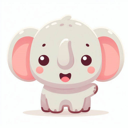 Cute cartoon elephant. Vector illustration isolated on a white background.のイラスト素材