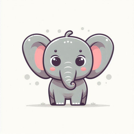 Cute baby elephant vector illustration. Cute little elephant cartoon character.のイラスト素材