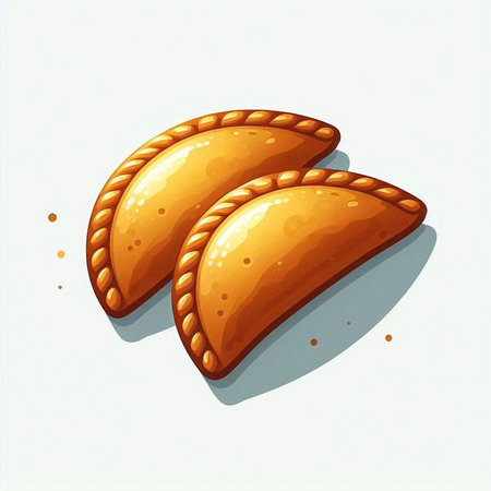 Illustration of a fresh baked dumplings on a white backgroundのイラスト素材