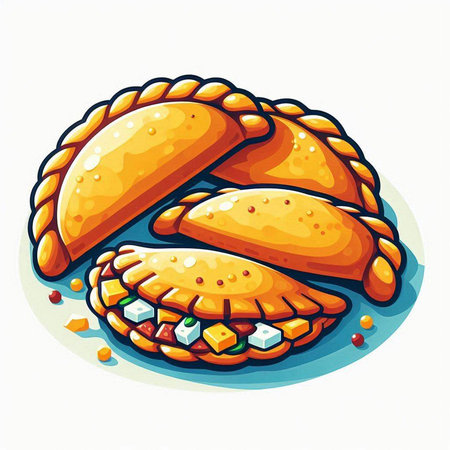 Illustration of a set of baked pies. Vector illustration of piesのイラスト素材