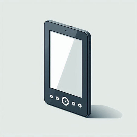Realistic black smartphone with blank screen isolated on white background. Vector illustration.のイラスト素材