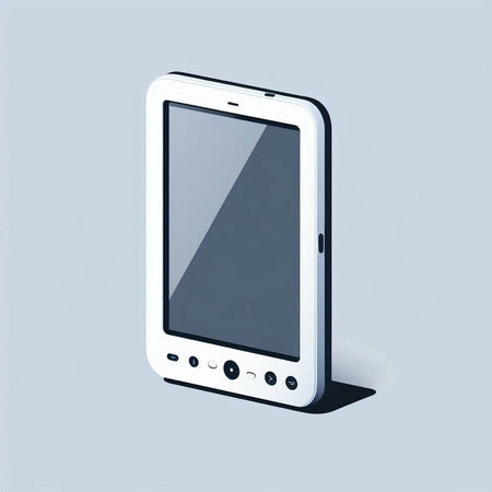 Smartphone with blank screen isolated on gray background. 3d illustrationのイラスト素材
