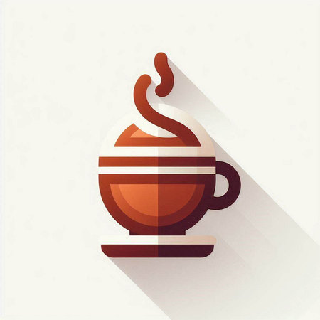 Coffee cup icon. Flat design style with long shadow.のイラスト素材