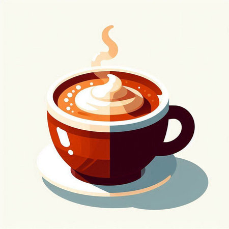 Cup of coffee with foam on a white background. Vector illustrationのイラスト素材
