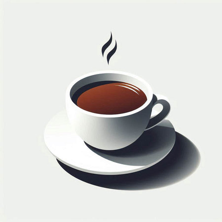 Coffee cup with steam and coffee beans. Vector illustration.のイラスト素材