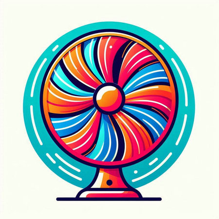Illustration of a fan. Colorful vector illustration in flat style.のイラスト素材