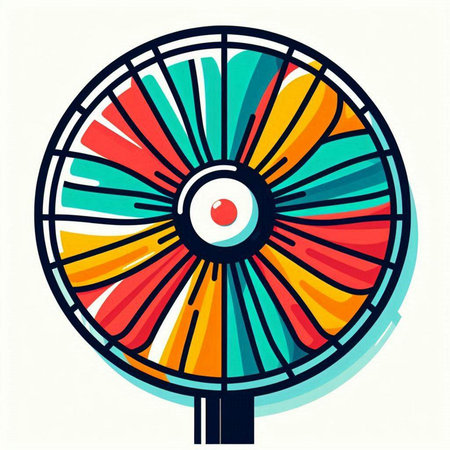 Vector illustration of a fan. Colorful illustration of a fan.のイラスト素材