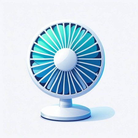Illustration of a blue electric fan on a white background - vectorのイラスト素材