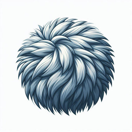 vector illustration of an abstract blue fur ball on a white background.のイラスト素材
