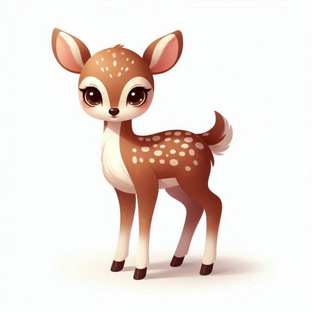 Cute little fawn isolated on white background. Vector illustration.のイラスト素材