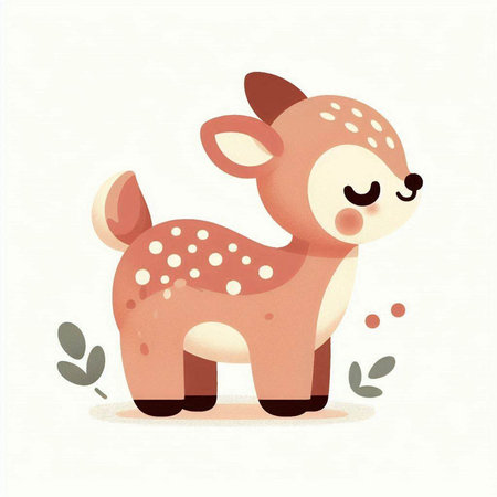 Cute cartoon deer. Vector illustration of a cute baby deer.のイラスト素材