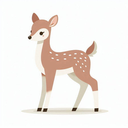 Fawn on white background. Cute cartoon animal. Vector illustration.のイラスト素材