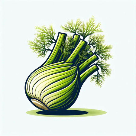 Illustration of a fresh fennel on a white background.のイラスト素材