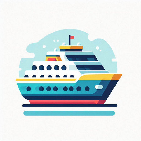 Cruise ship icon. Vector illustration in flat style on white background.のイラスト素材