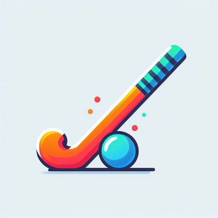 Ice hockey stick and puck. Vector illustration in modern flat style.のイラスト素材