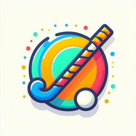 illustration of ice hockey stick and puck on colorful background, vector illustrationのイラスト素材