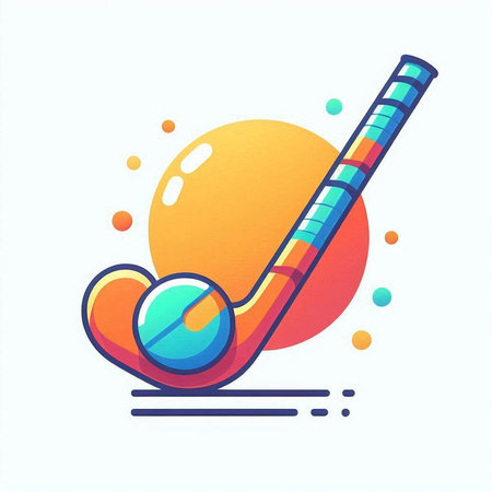 Ice hockey stick and puck. Vector illustration in trendy flat style.のイラスト素材