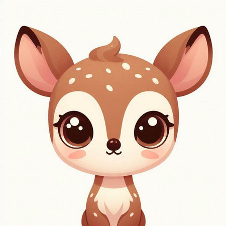 Cute little baby deer isolated on white background. Vector illustration.のイラスト素材