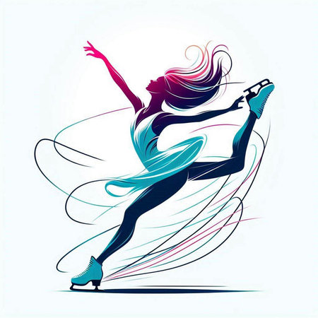 Beautiful woman figure skater. Vector illustration for your design.のイラスト素材