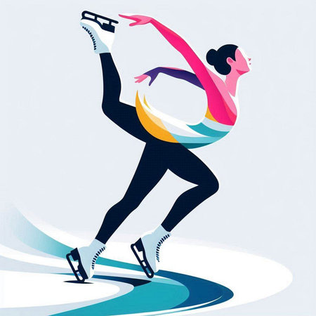 Figure skating. Figure skater. Winter sport. Vector illustration.のイラスト素材