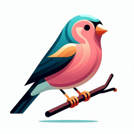 Bullfinch bird on a branch isolated on white background. Vector illustration.のイラスト素材