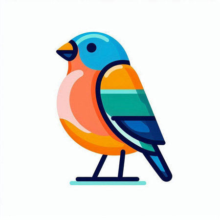 Vector illustration of a cute cartoon bullfinch in flat style.のイラスト素材